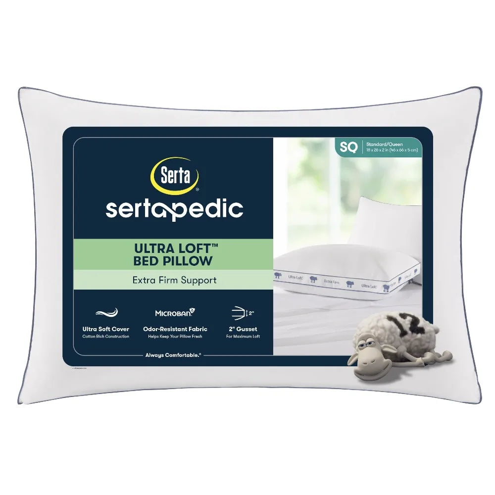 Sertapedic Extra High Fluff Standard/King Size Pillow, Extra Firm Support