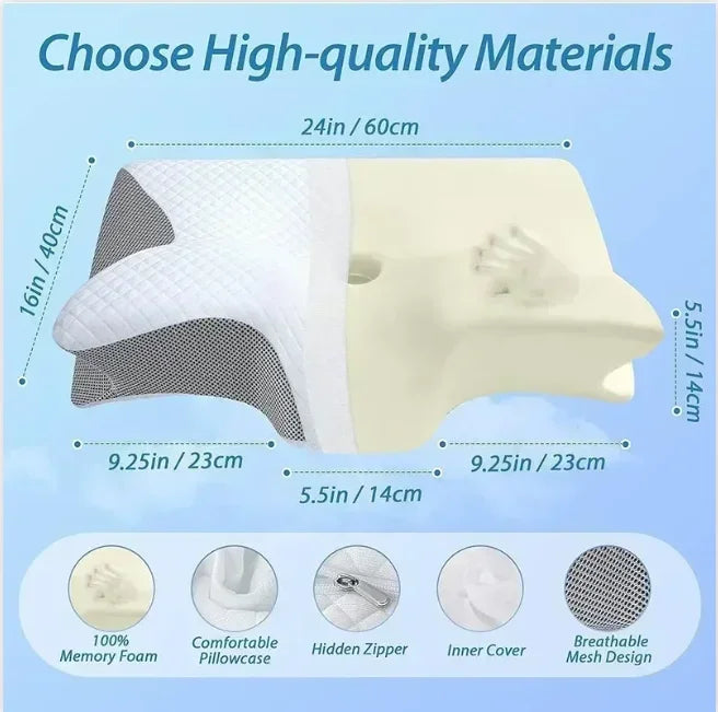 Neck Pain Relief Memory Foam Cervical Pillow Ergonomic Orthopedic Support for Side Back Stomach Sleepers Breathable Contour Bed