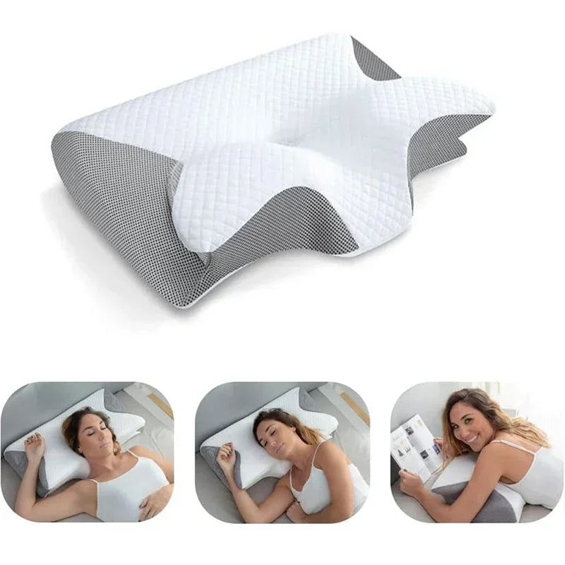 Neck Pain Relief Memory Foam Cervical Pillow Ergonomic Orthopedic Support for Side Back Stomach Sleepers Breathable Contour Bed