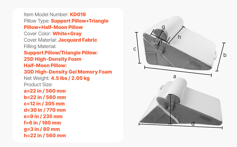 SucceBuy Bed Wedge Pillow 3 Pcs Adjustable Orthopedic Bed Wedge Set Post Surgery Pillow for Acid Reflux Back Pain Snoring Relief